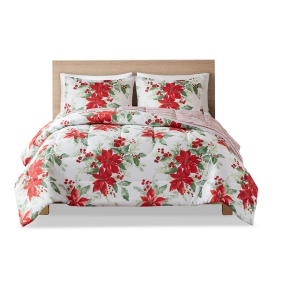 Design Lab Poinsettias 3-Pc.Twin Comforter Sets - Red NWT - Picture 4 of 4
